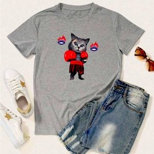 Cute cat graphic tee,